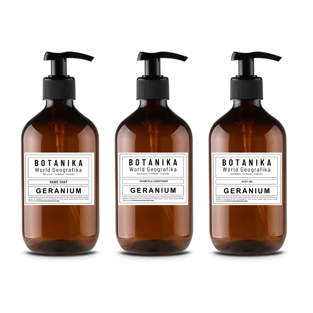 Pack Body Gel, Hand Soap & Shampoo Geranium 3x500 ml