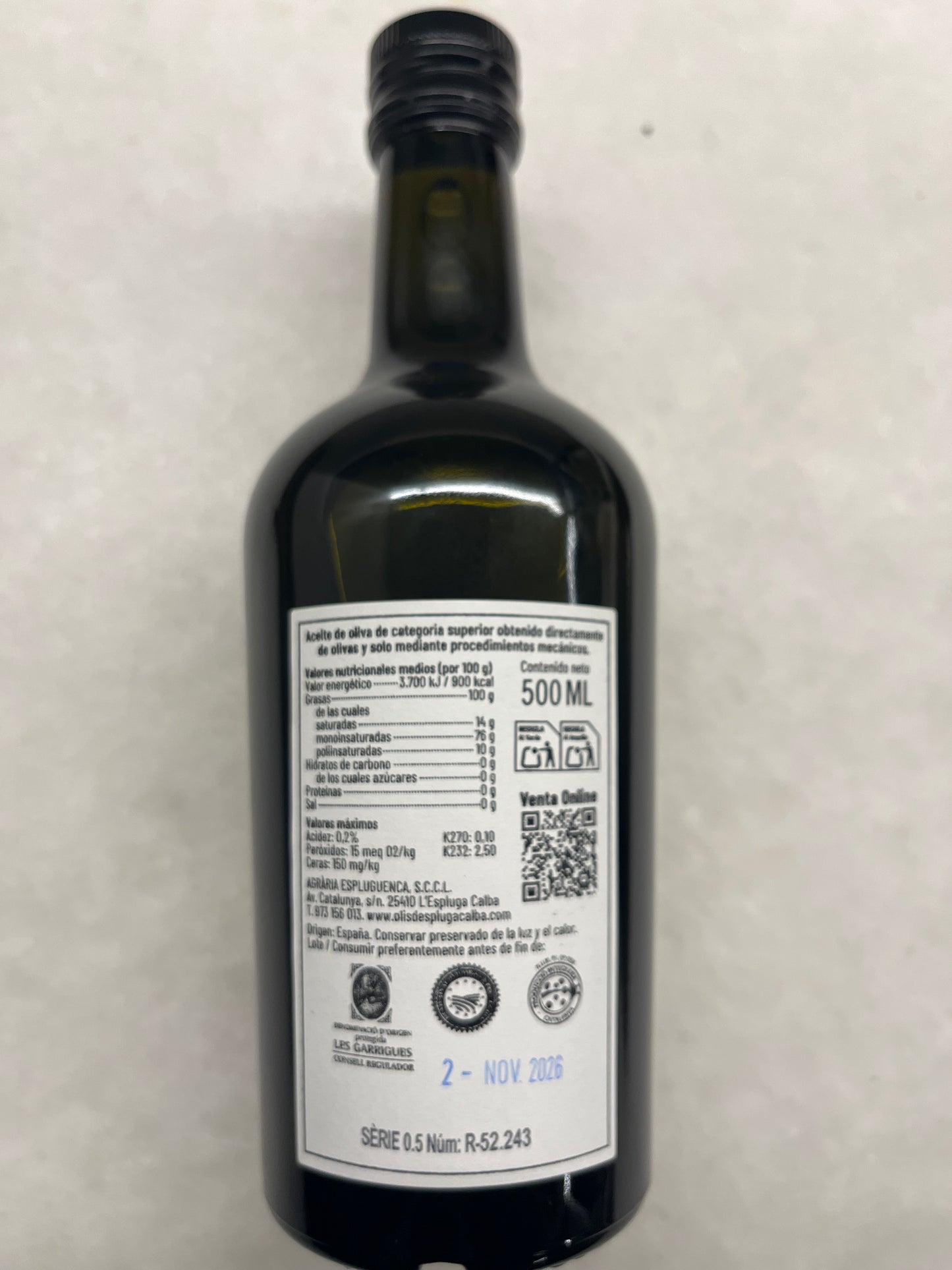 Aceite de Finca “La Espluga Calba” (Premio al Mejor Aceite de Oliva Virgen de España 2024)